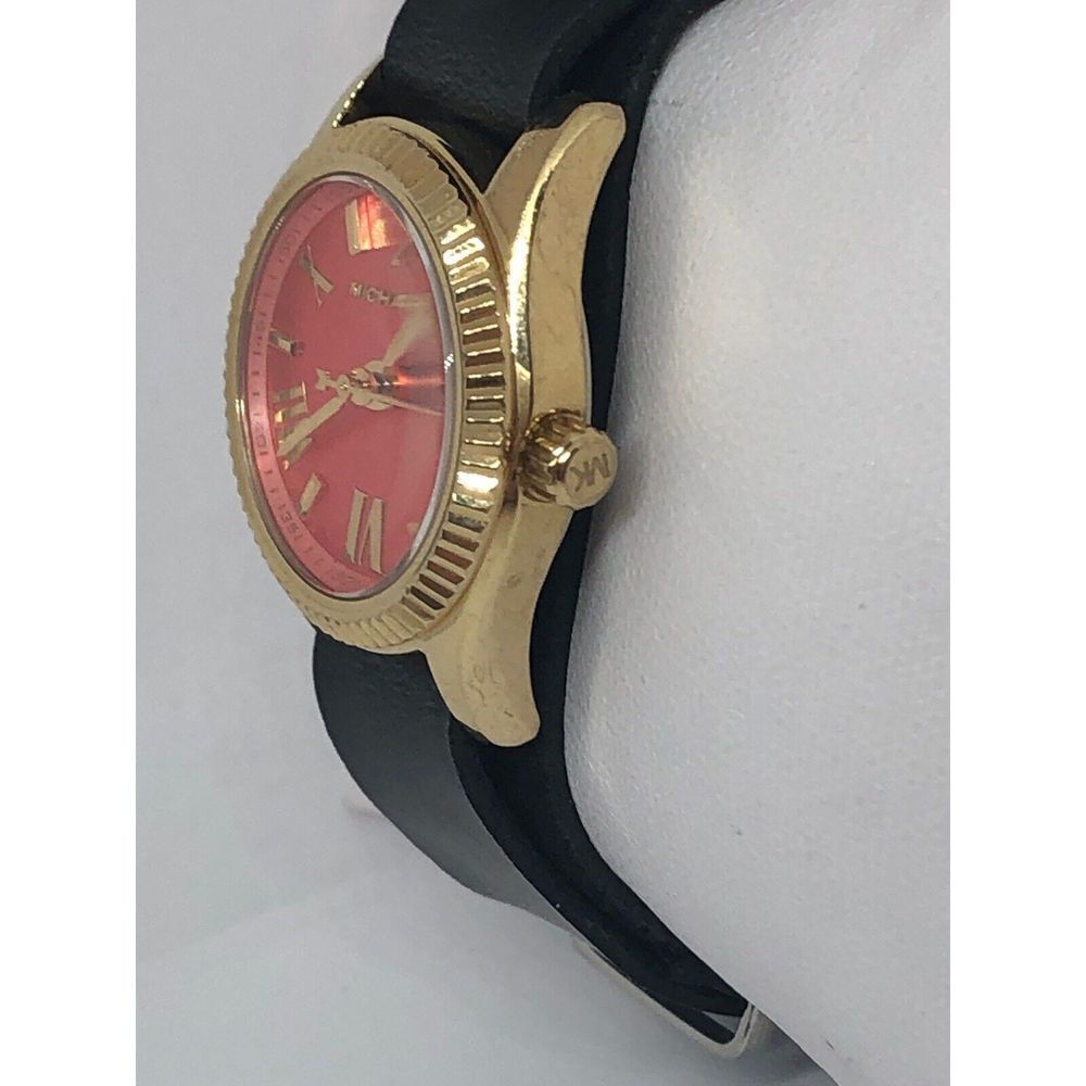 Michael Kors MK3284 Womens Black Leather Analog Dial Watch With Custom Band DV98 - Picture 3 of 8